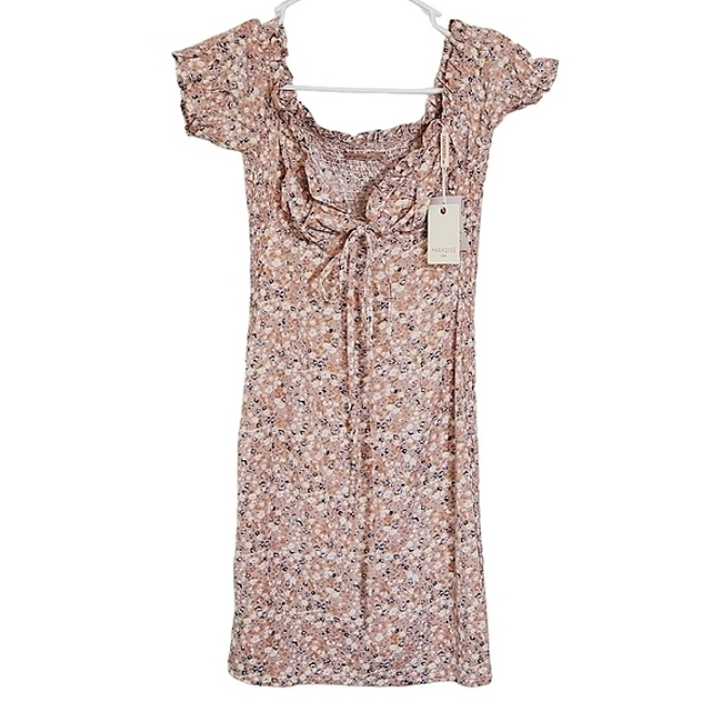 1226 * Paradise Floral Print Dress Pale Pink Blue Size S NWT